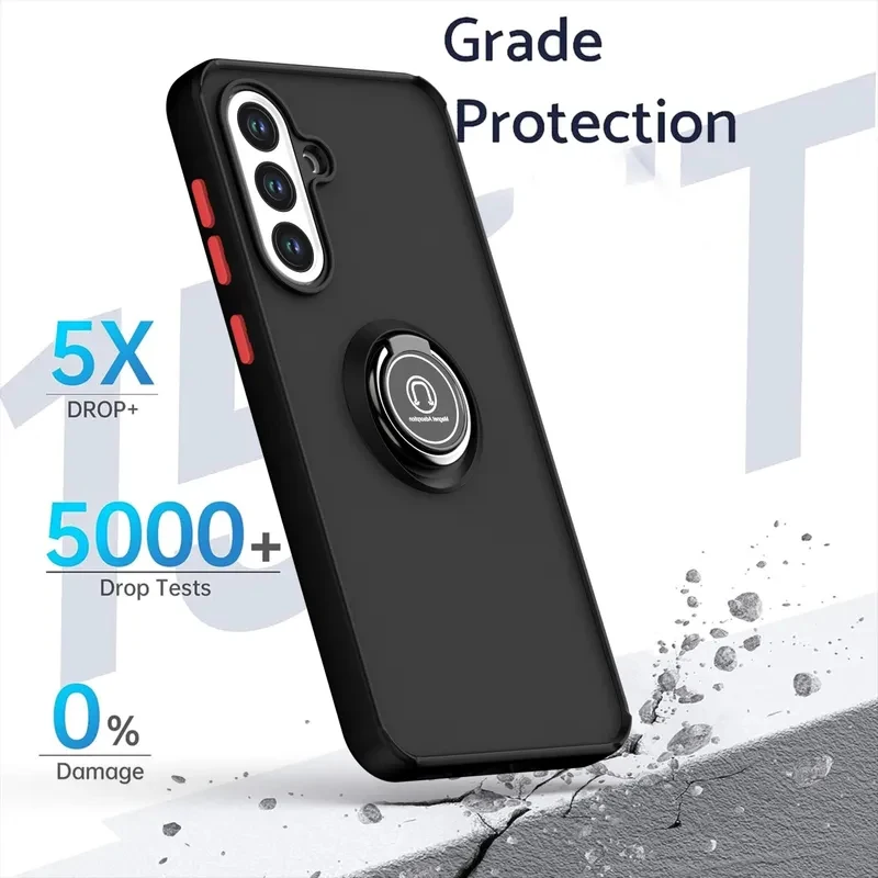 Enhanced Shockproof Case with Magnetic Ring Stand - Armor Matte Finish
