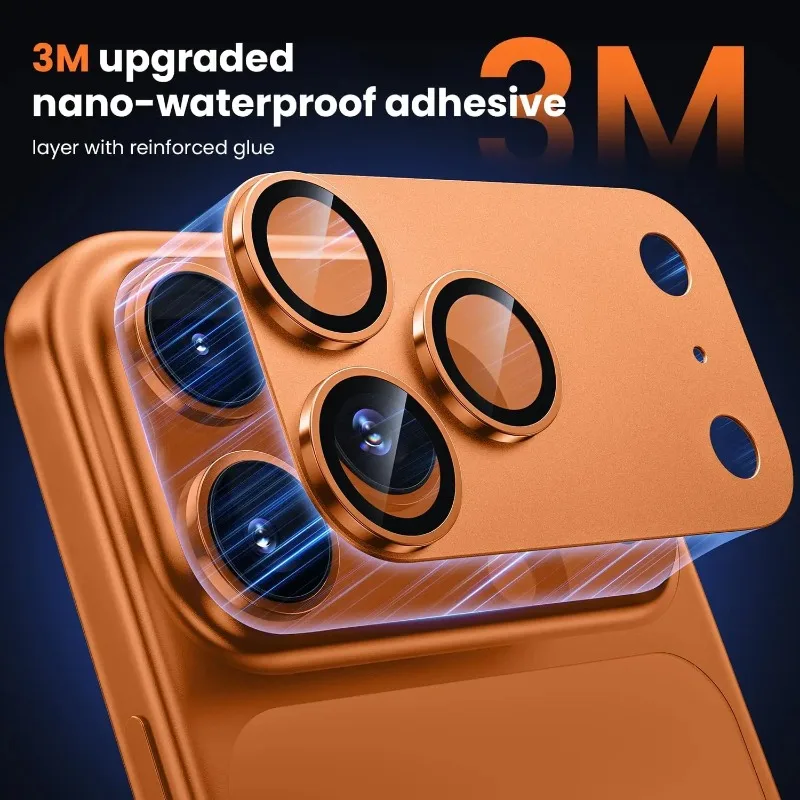Premium Alloy Black Lens Protector - Metal Tempered Glass Cover with Lens Ring Cap