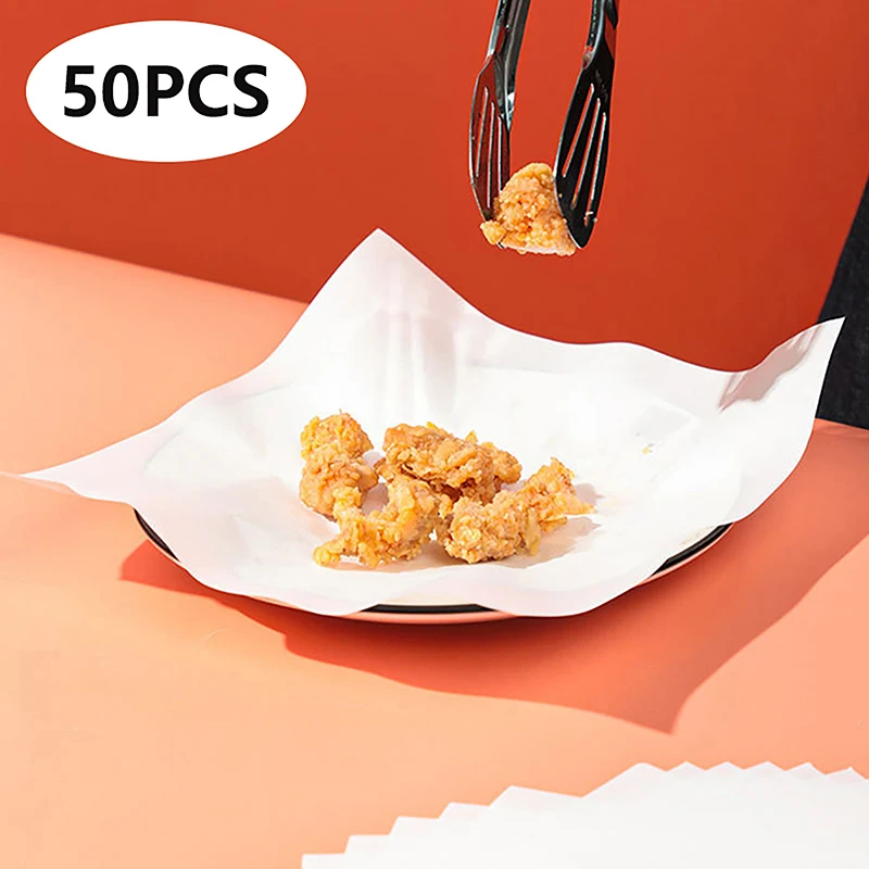 

50 Sheets Food Oil Absorbing Paper Tempura Paper Sheet Oil-Absorbing Cooking Paper For Sandwich Fried Food Wrap Papers Kitchen