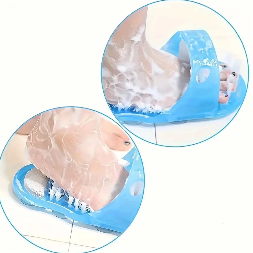 2Pc Shower Foot Cleaner Scrubber Massager Shoe Bathroom Bathing Foot Wash Brush Foot Rasps Remova Dead Skin Exfoliating Slippers 3