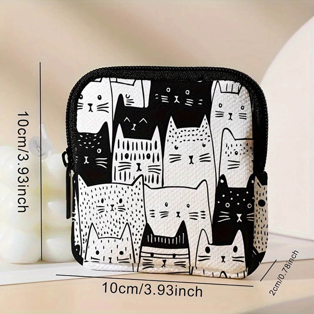 1pc，Cat pattern large capacity coin wallet, digital printed coin wallet, storage bag, and ideal choice for gifts
