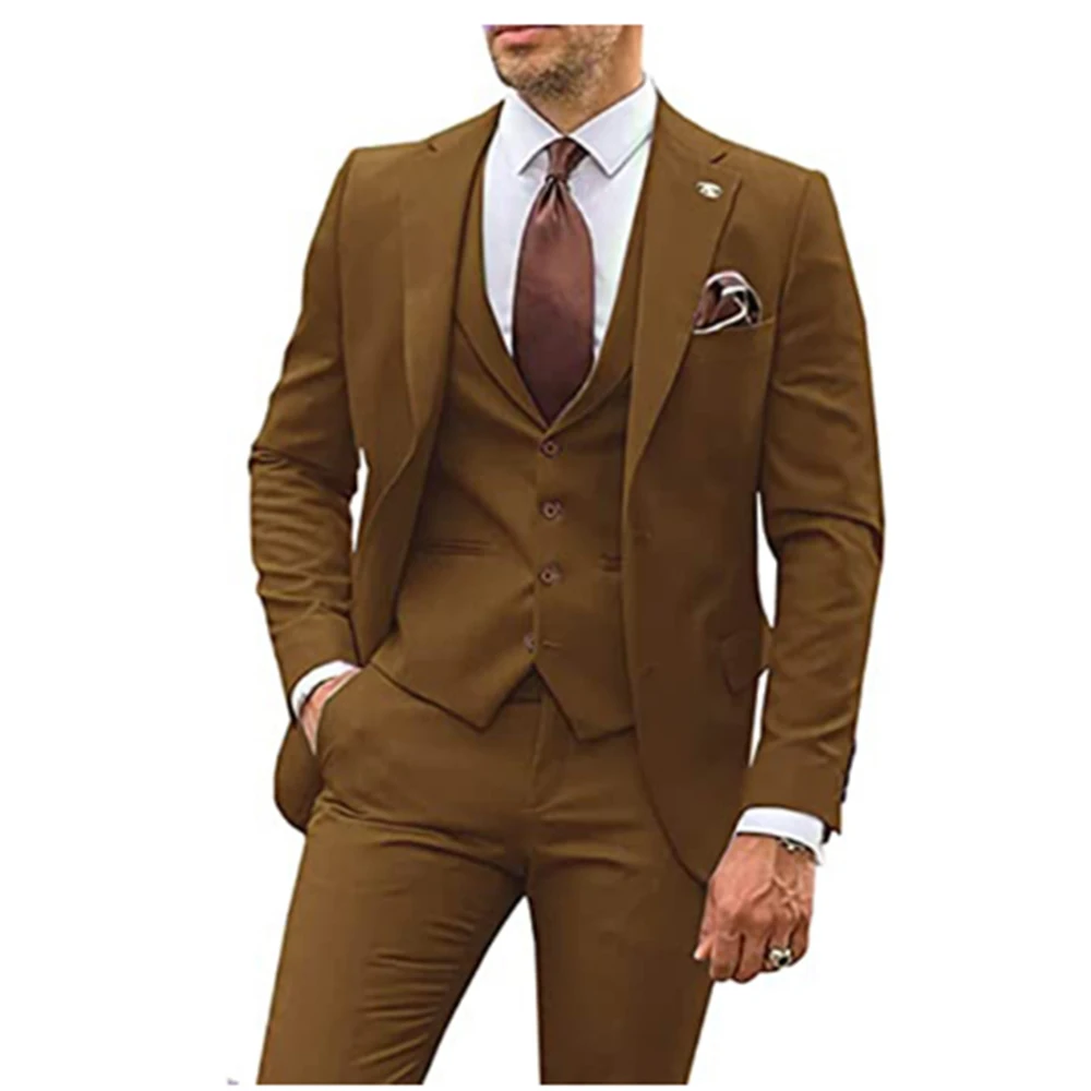 Men Suits Business Casual Groom Tuxedos Party Suit Notched Lapel 3 Piece （Blazer + Vest + Pants）Slim Fit Costume Homme