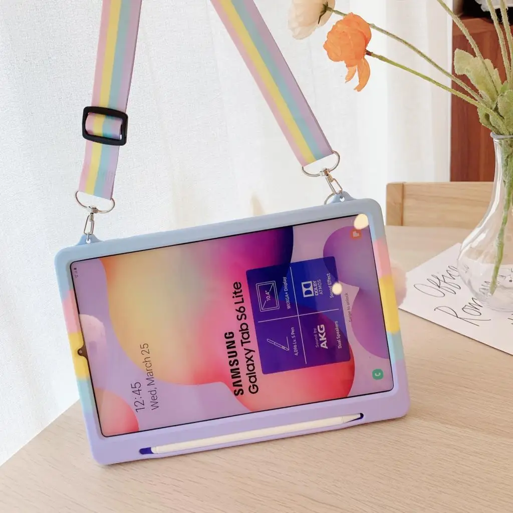 para Samsung Galaxy Tab Case a8 10.5 Sm-x200 X205 a7 10.4 T500 T505 T510 Rainbow Silicone Crianças Cobrir s6 Lite 10.4 Sm-p610 P615 s - Imagem 4