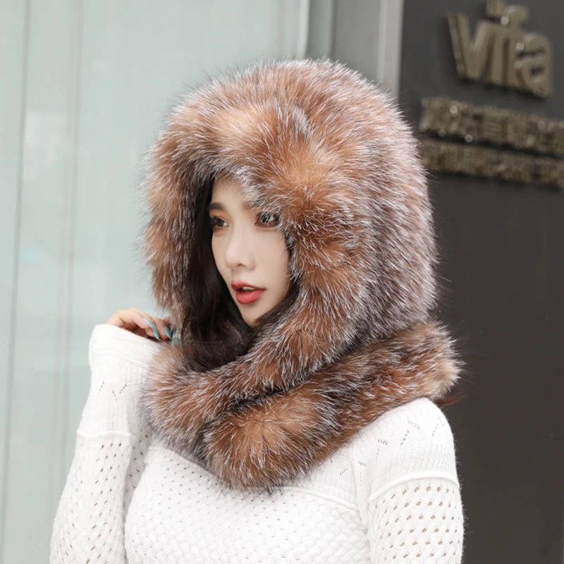Fur Scarf & Hat Set (100% genuine fox fur) LUXURY Gold Cross FOX Fur Boa Set With Fox Hat and Fox Fur  main image 2