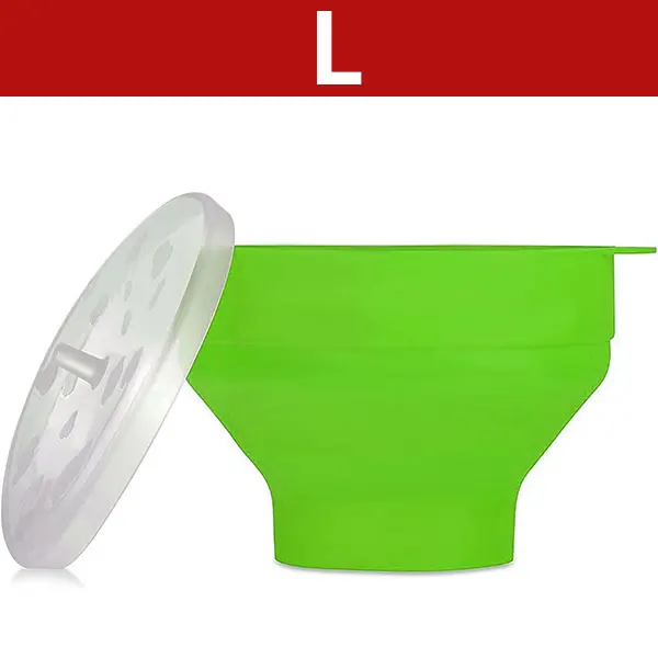 Silicone Collapsible Popcorn Maker Bowl with Lid - BPA Free & Dishwasher Safe