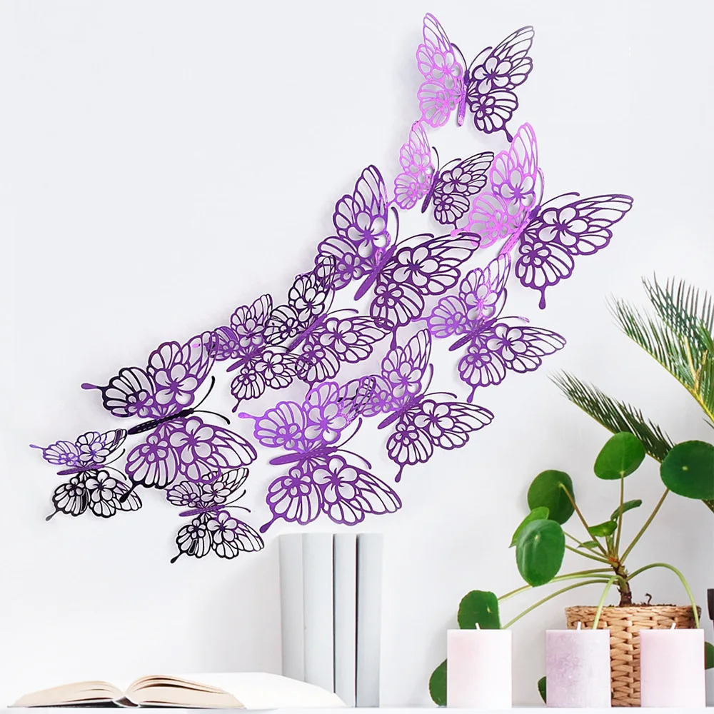 Elegant Gold 3D Butterfly Wall Stickers for Wedding and Home Decor (Set of 12)