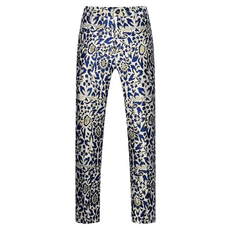 Men Pants Autumn Embroidery Suit Trousers Fashion Casual Blue Red White Green Big Size M-5XL 6XL