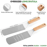Spatule de plaque chauffante extérieure en acier inoxydable, grattoir plat, pince à crêpes, tourneur de Hamburger pour griller JT596 2