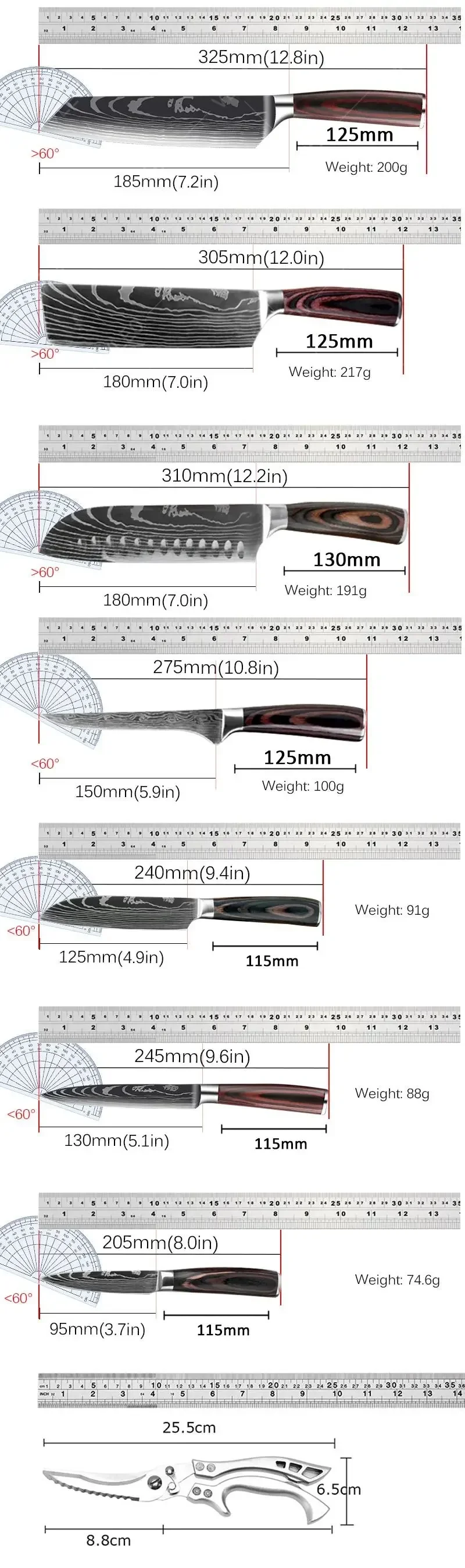 kitchen knives set WXCOO Japanese Kitchen Knives Set Stainless Steel Forged Chef's Knife Versatile Meat Cleaver Kitchen Knife Storage Bag Set