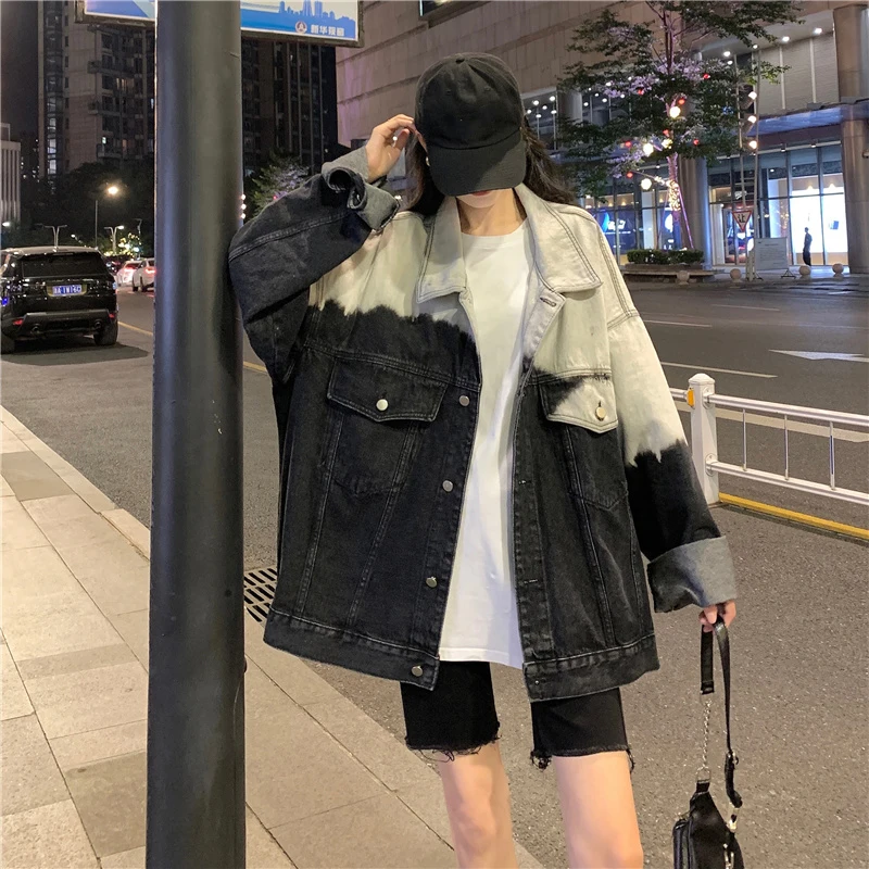 New Trend 2023 Women's Spring Loose Korean American Retro Style Jacket Gradient Denim Jacket Women Casual Loose Omnibus Top