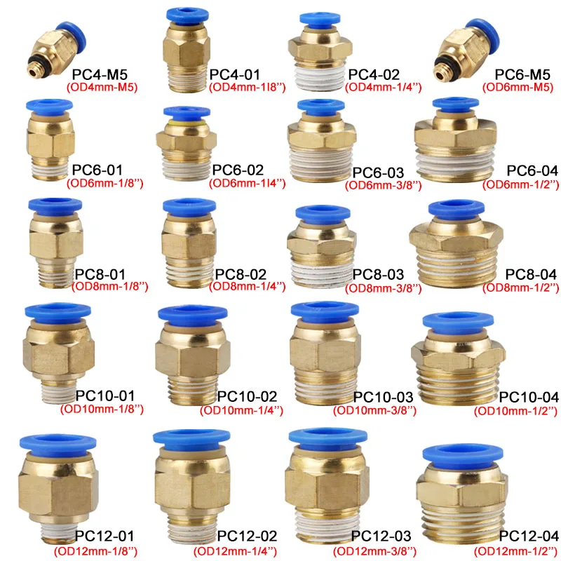 Conexão Pneumática do Conector do ar Encaixes de Mangueira Encaixes Rápidos da Tubulação pc Linha mm mm mm 10 mm 12 Milímetros 20 Peças 50 Peças