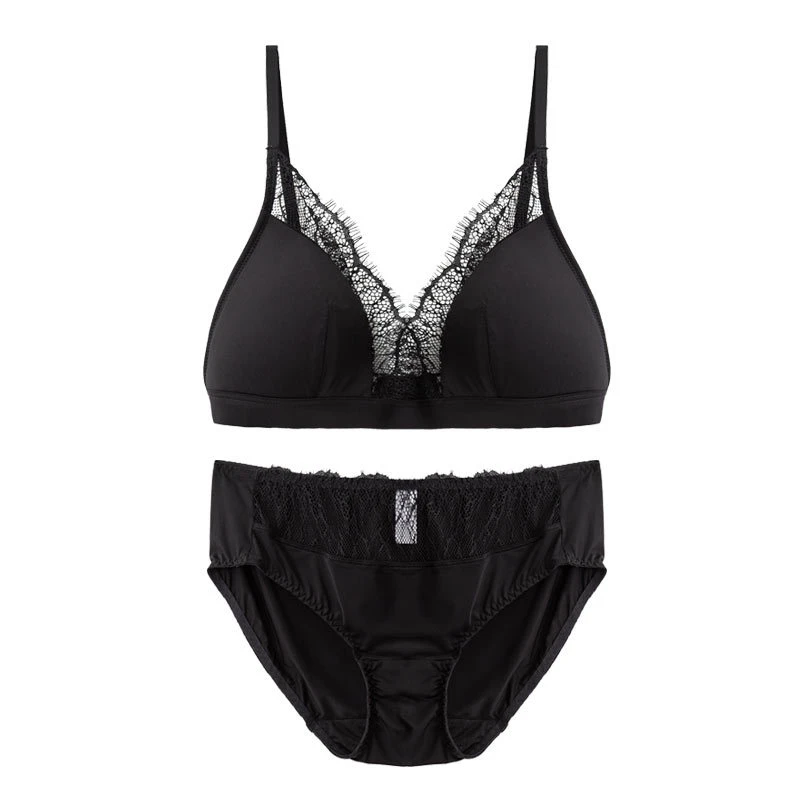 Birdtree, Completo intimo da donna con reggiseno e slip in seta, reggiseno senza ferretto a triangolo sottile, stile francese, nuova collezione estate 2026 A65428JF_voghion.com