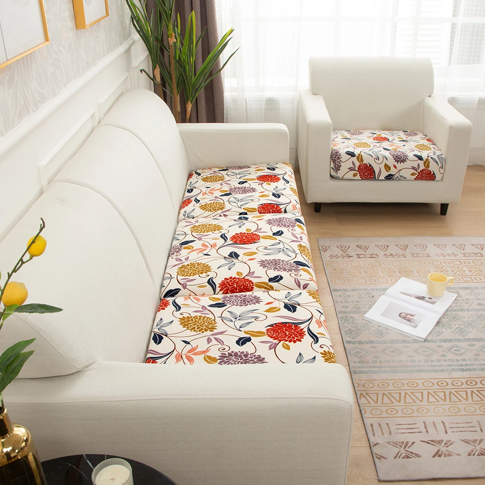 Printed Elastic Sofa Seat Cushion Cover For Living Room Furniture Protector L-shaped Armchair Stretch Seat Cushion Slipcover 2