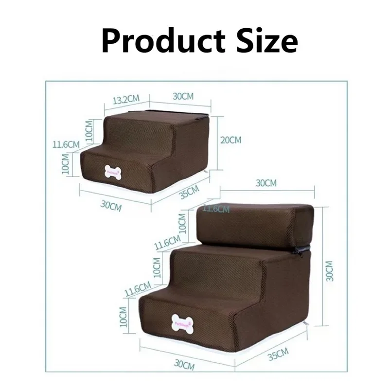 Memory Foam Dog Sofa Stairs Pet 2/3 Steps Stairs for Small Dog Cat Ramp Ladder Anti-slip Bed Pet Supplies