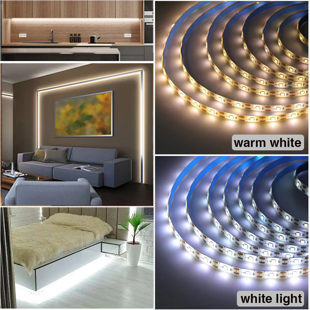 5V USB Led Strip Light 1M 2M 3M 4M 5M White/Warm White IP21 IP65 Home Decoration Flexible Ribbon Tape Backlight