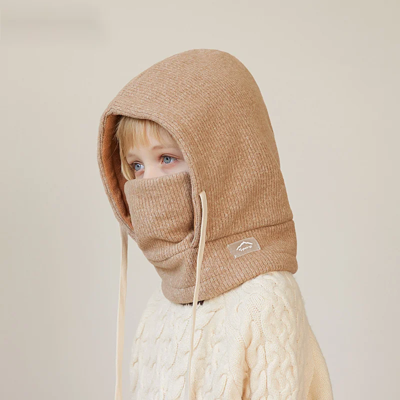 Children's Hat Mask Neckband One-piece Hat Winter Boys' Warm And Cold Resistant With Fleece Ear Protection And Head Cap_voghion.com
