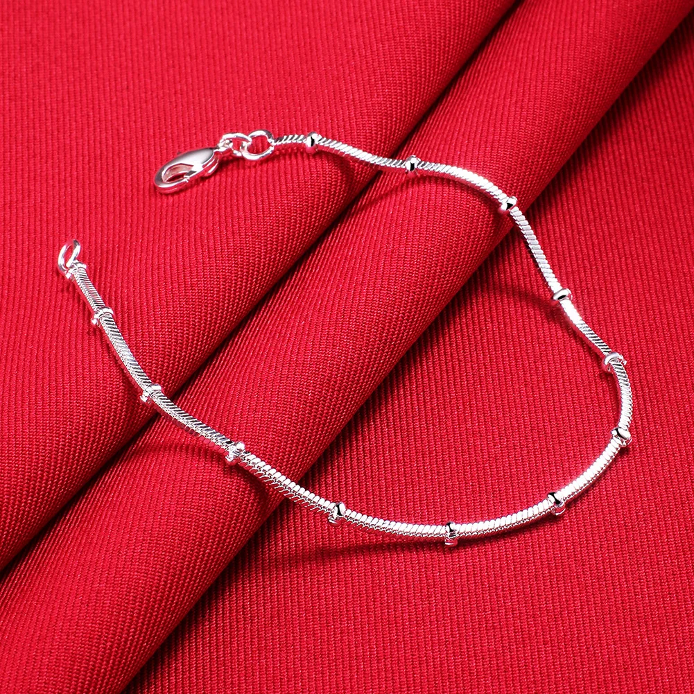 

925 Sterling Silver Snake Chain Bone Bead Chain Bracelet for Man Women Wedding Engagement Party Fashion Jewelry Gift