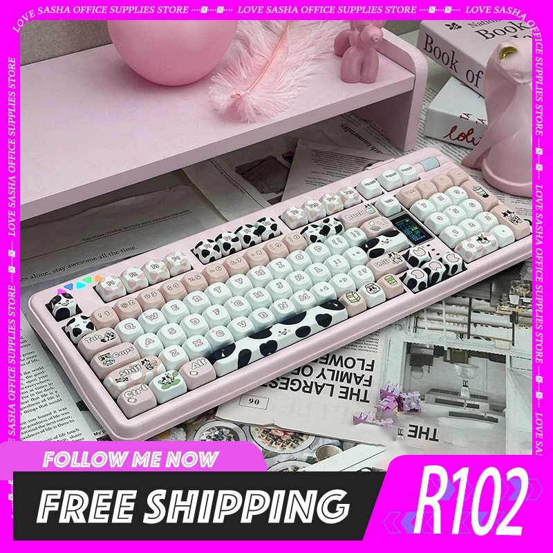

Reccazr R102 Mechanical Keyboard Three-Mode 2.4g Macro E-Sports Game Keyboard Custom Gasket Keyboard For Win/Mac/Linux Computer