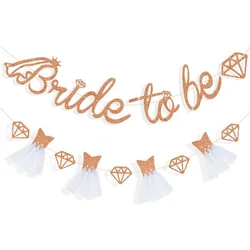 Rose Gold Glitter Bride to Be Banner for Bridal Shower & Bachelorette Party Decor (Rose Gold)