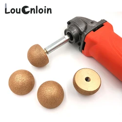 Têtes de champignons, tête de meulage ronde brasée au diamant, outils abrasifs pour le meulage de l'arc interne des pierres, têtes d'outils de gravure 