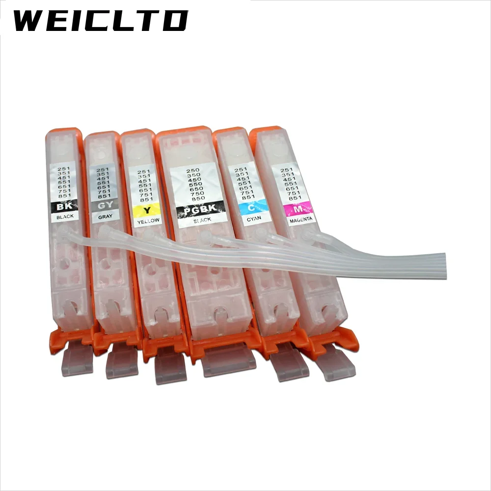 6 색 PGI-750 CLI-751 PGI750 CLI751 Canon MG6370 MG6670 MG7170 MG7570 iP8770 프린터 용 자동 재설정 칩이있는 Ciss 시스템