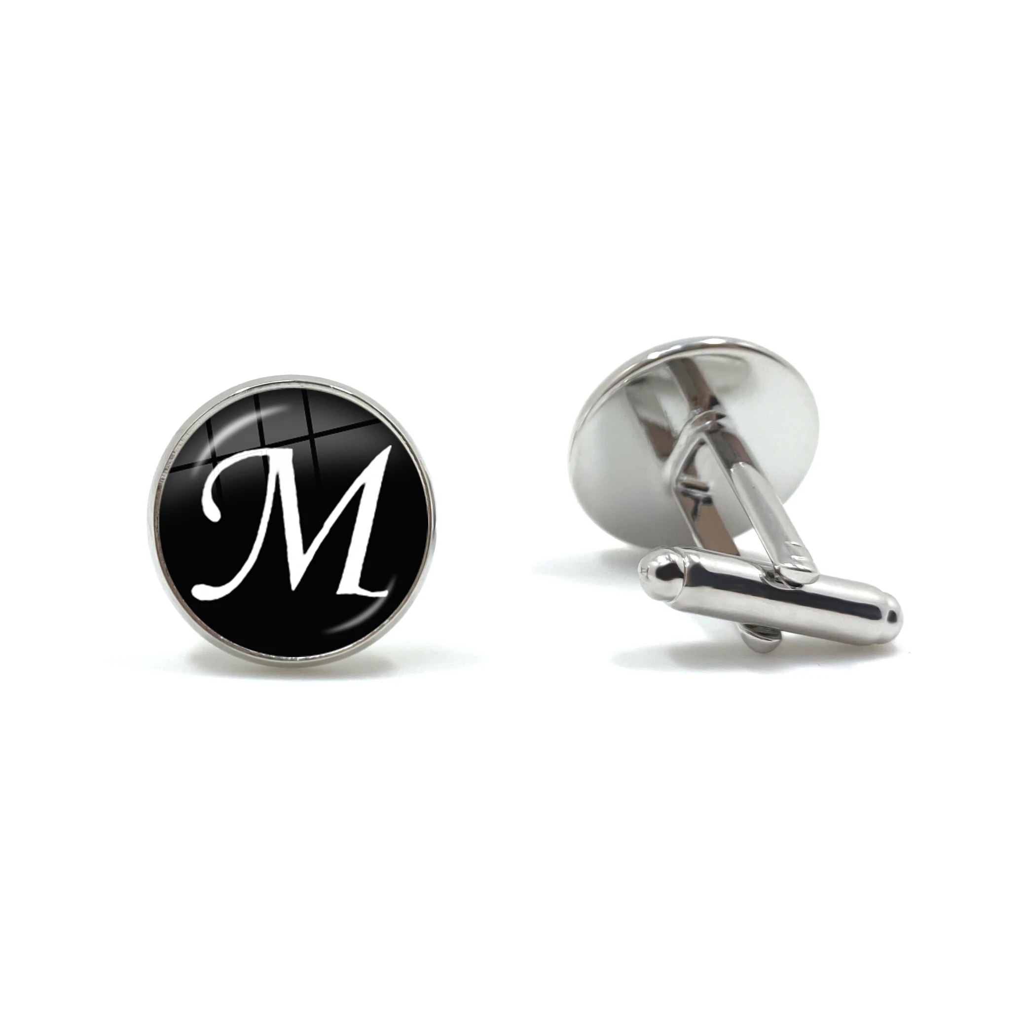

Men's Fashion A-Z Single Alphabet Cufflinks Silver Color Letter Cuff Button For Male Gentleman Shirt Wedding Cuff Links Gifts