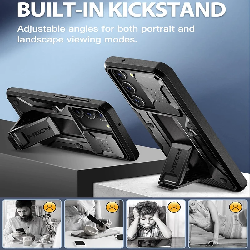 For Samsung Galaxy S23 phone case with Sliding Camera Lens Cover Drop Protection Rugged Shockproof Phone Case with Kickstand