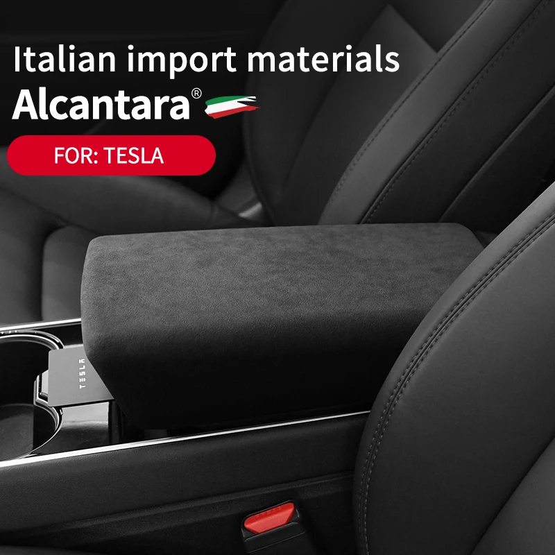

for Tesla Model3/Y modified central armrest box cover Alcantatra suede armrest cushioned protective cover Car accessories