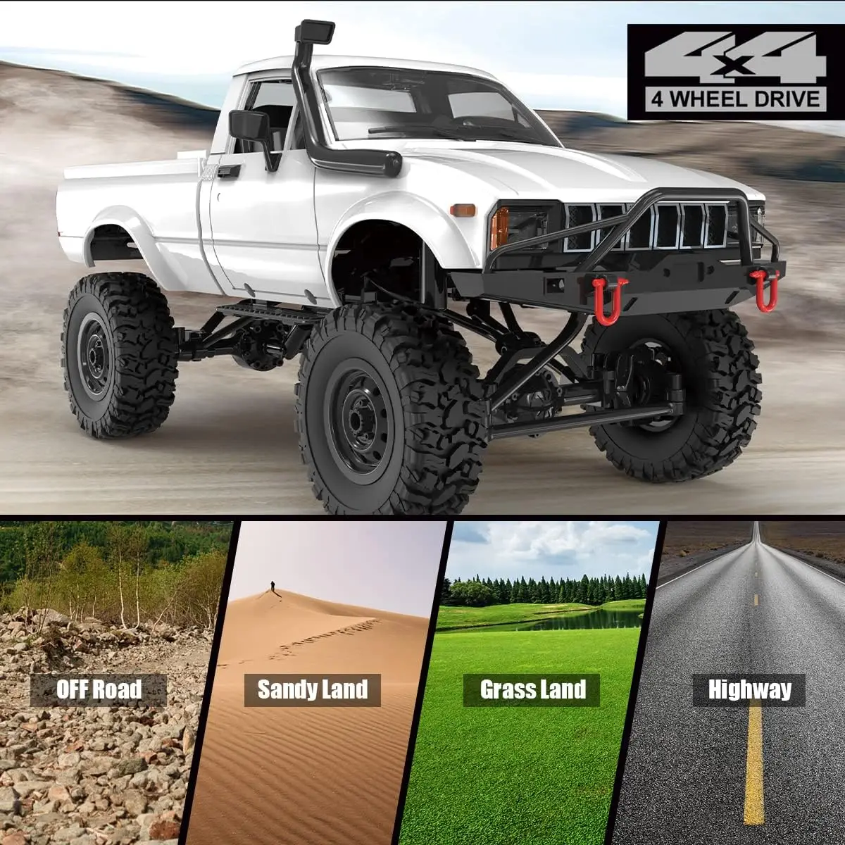 C24-1 C14 C24 RC 자동차 크롤러 1/16 스케일 4WD 오프로드 RC 트럭 등반 속도 모델 완구 스로틀 및 스티어링 2.4Ghz RC 트럭