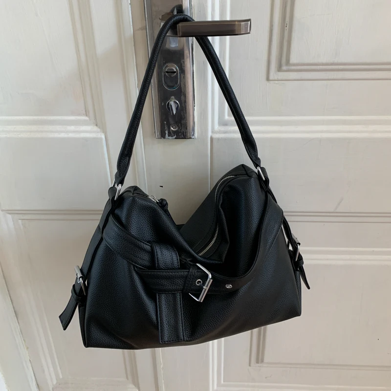 PU Leather Vintage Shoulder Bag Large Capacity Retro Tote Handbag Versatile Crossbody Bag Travel Shopping Work Handbag