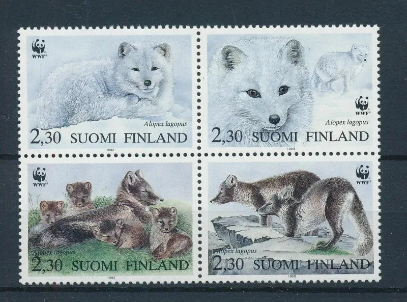 

4 шт., финская почтовая печать, 1993, белая лиса, животные штампы, вфк, высокое качество, настоящий оригинал, MNH