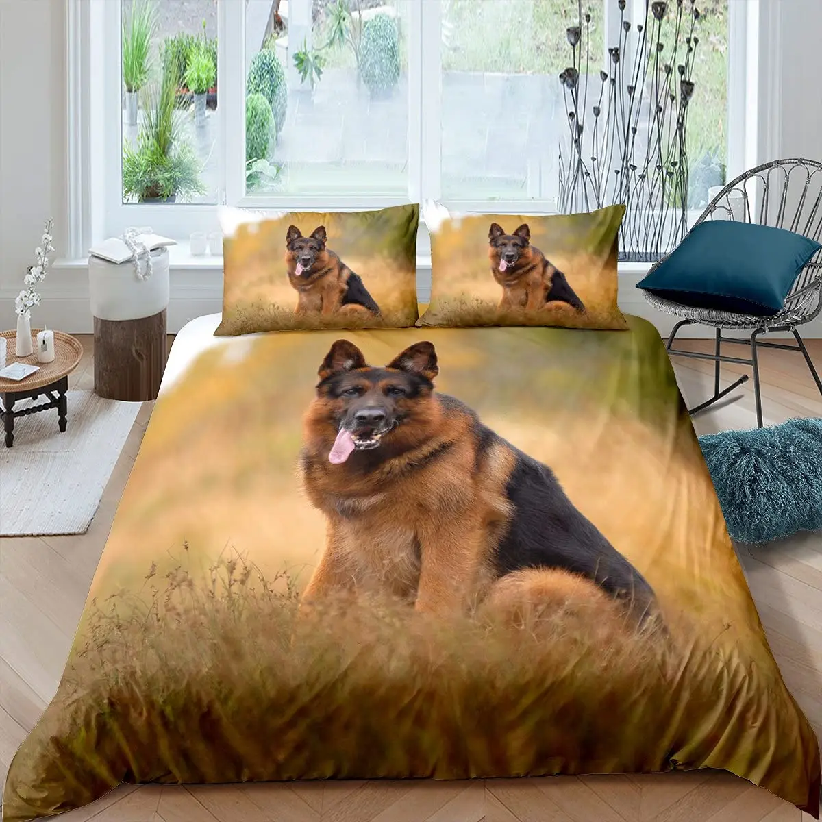 Deutsch Shepherd Bettbezug-set 3D Deutsch Shepherd Welpen Druck Bettwäsche Set für Kinder Jungen Mädchen Pet Tier Thema Tröster abdeckung