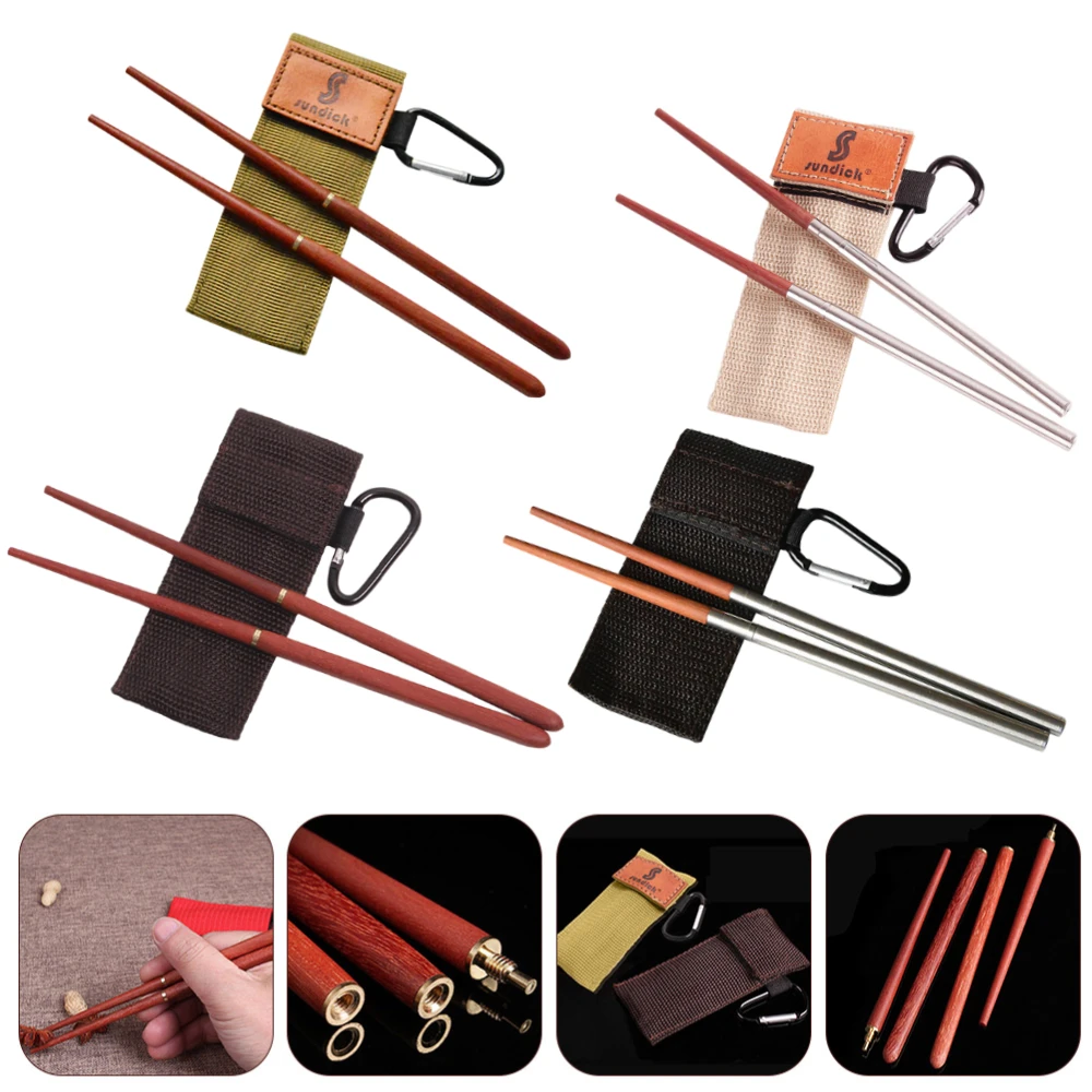 Foldable Wooden Chopsticks Set - Portable, Detachable, For Travel & Camping (Chicken Wing Wood Style)