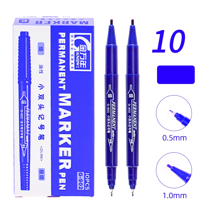 Dual Tip Permanent Ink Marker Pens - Fine and Broad Line Waterproof Pens for Art and Technical Detailing (Black/Red)
