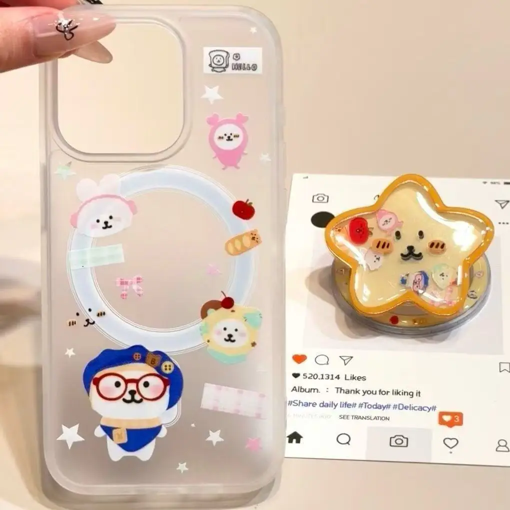 Star Shake Cartoon Magnetic Griptok Stand with Wireless Charging Feature