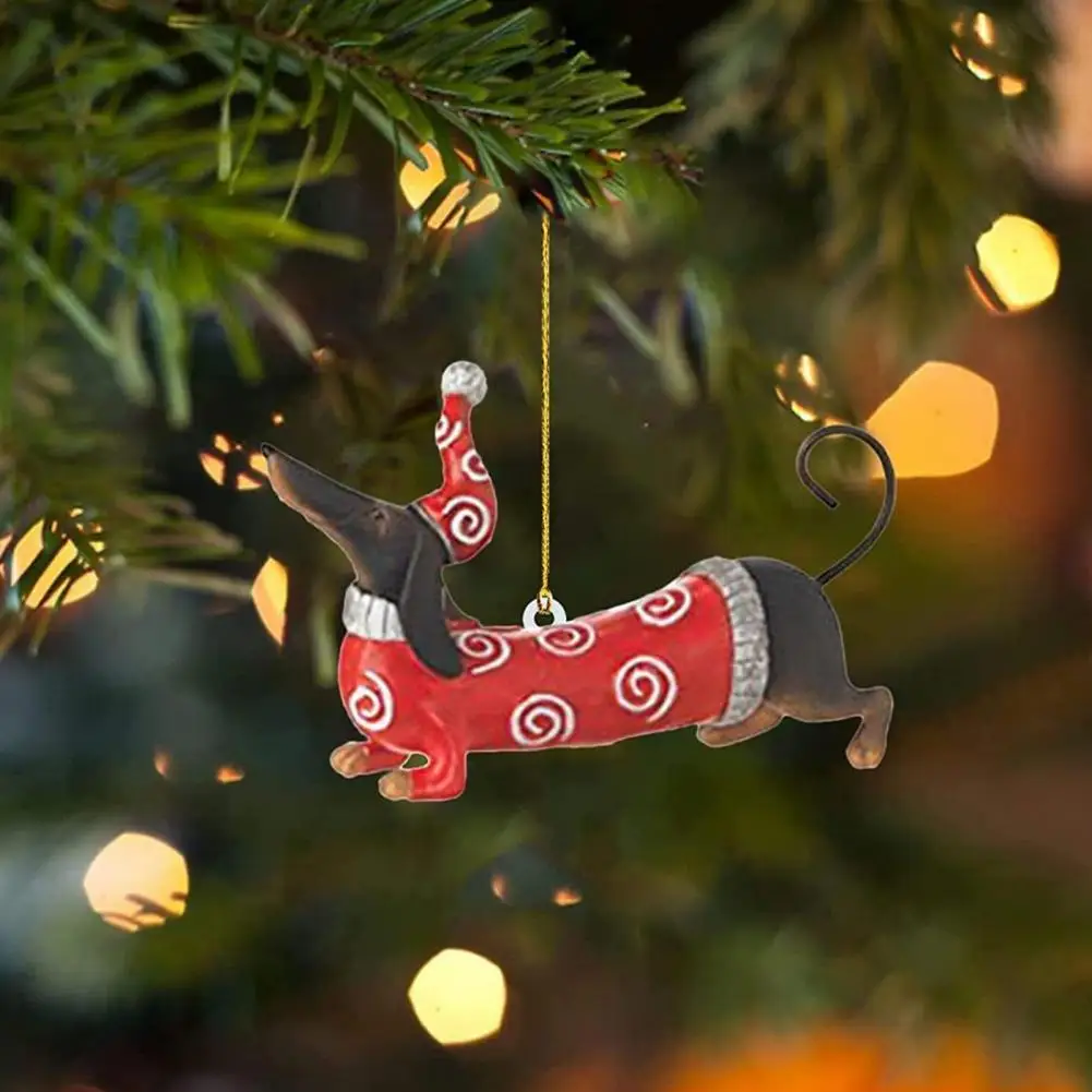 

Украшение для рождественской елки, подвеска в виде собаки, яркие 3d кулон в виде рождественской елки Dachshunds, уникальный шнурок для подвешивания, товары для фотографий