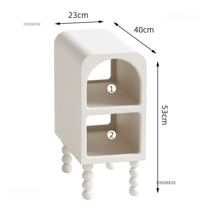 Cream Style Small Nightstands for Living Room Nordic Floor Super Frosted Bedside Table Creative Cute Wooden Side Tables for Cafe