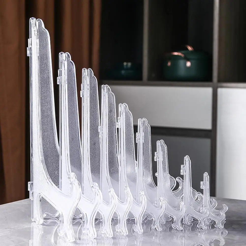 

Plastic Hinged Rack Plastic Plate Holders for Weddings Home Decor Birthdays Triangular Structure Display Stands Stable for 3