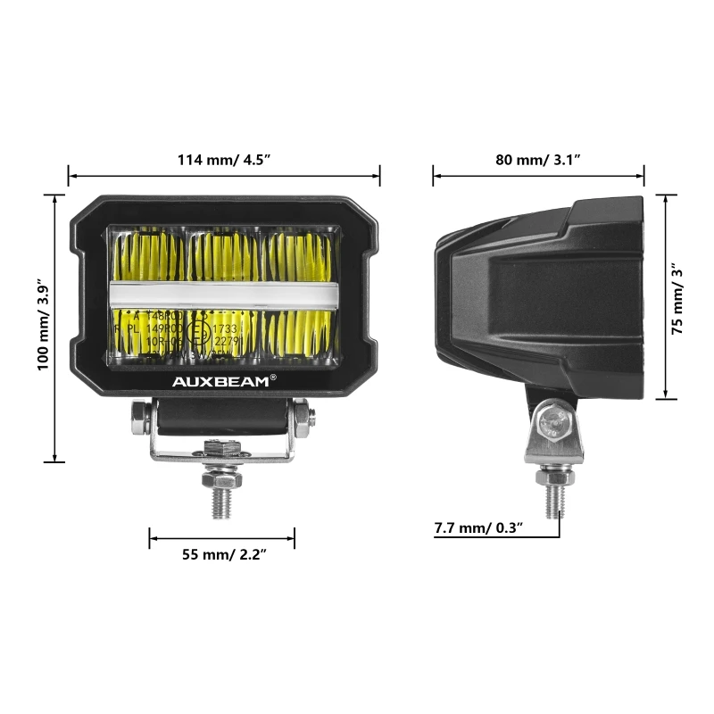 つきのみ 6個 3インチ 100W LED ポッドライト ワイヤー ハーネス 付き