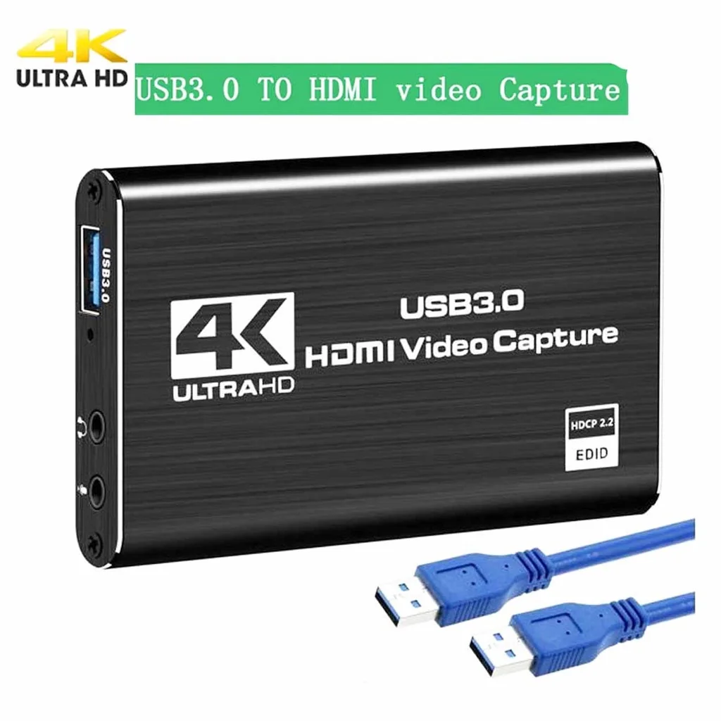 휴대용 비디오 캡처 카드, HDMI 오디오 비디오 캡처 장치, 4K 비디오 캡처 카드, USB 3.0, 1080P, 60fps