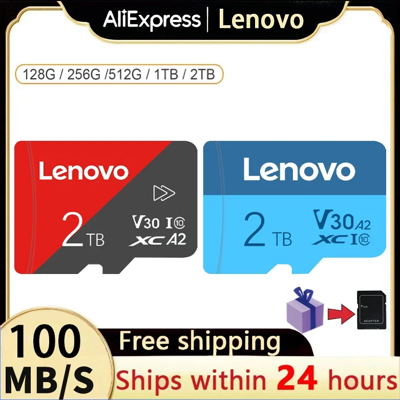 Lenovo Micro Tf Sd Card 2Tb 1Tb Class10 Smart Card 128/256/512Gb A1 U3 Memory Card 100 Mb/S V30 Flash Card Per Nintendo Switch