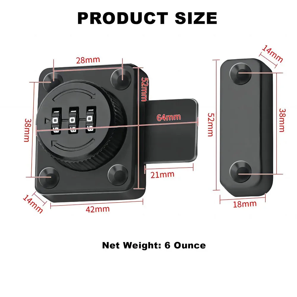 Security Cabinet Coded Lock Combination Latch Metal Closet Locks Exposed Installation for Small Door for Kiechen Closet Office