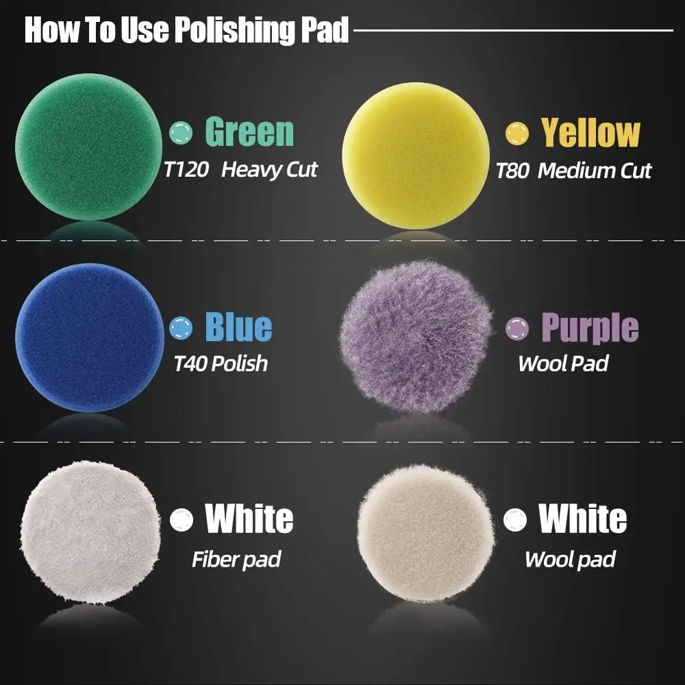 SPTA 1.5 Inch (40mm) / 2 Inch (50mm) Mini Polishing Sponge Wool ing Pads Set Car Foam Detail Kit for Small Area Waxing