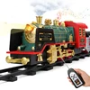 Remote Control Track Train Car Classical Simulation Water Steam Electric Railway Set Christmas Gift Educational Toy For Children 1