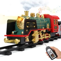 Remote Control Track Train Car Classical Simulation Water Steam Electric Railway Set Christmas Gift Educational Toy For Children 1