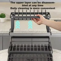 2025 NEW Kitchen plate storage box with drainboard above sink countertop tableware storage rack tableware drying rack adjustable 2