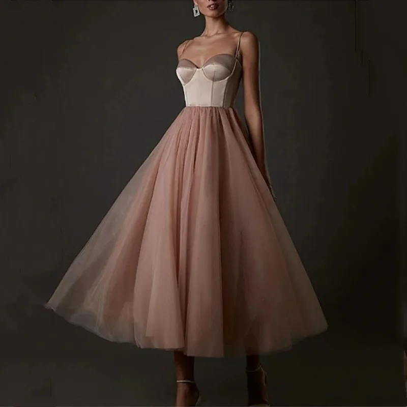 

Aleeshuo современные трапециевидные платья для выпускного вечера милое вечернее платье на бретелях с открытой спиной длиной до щиколотки Плиссированное коктейльное платье