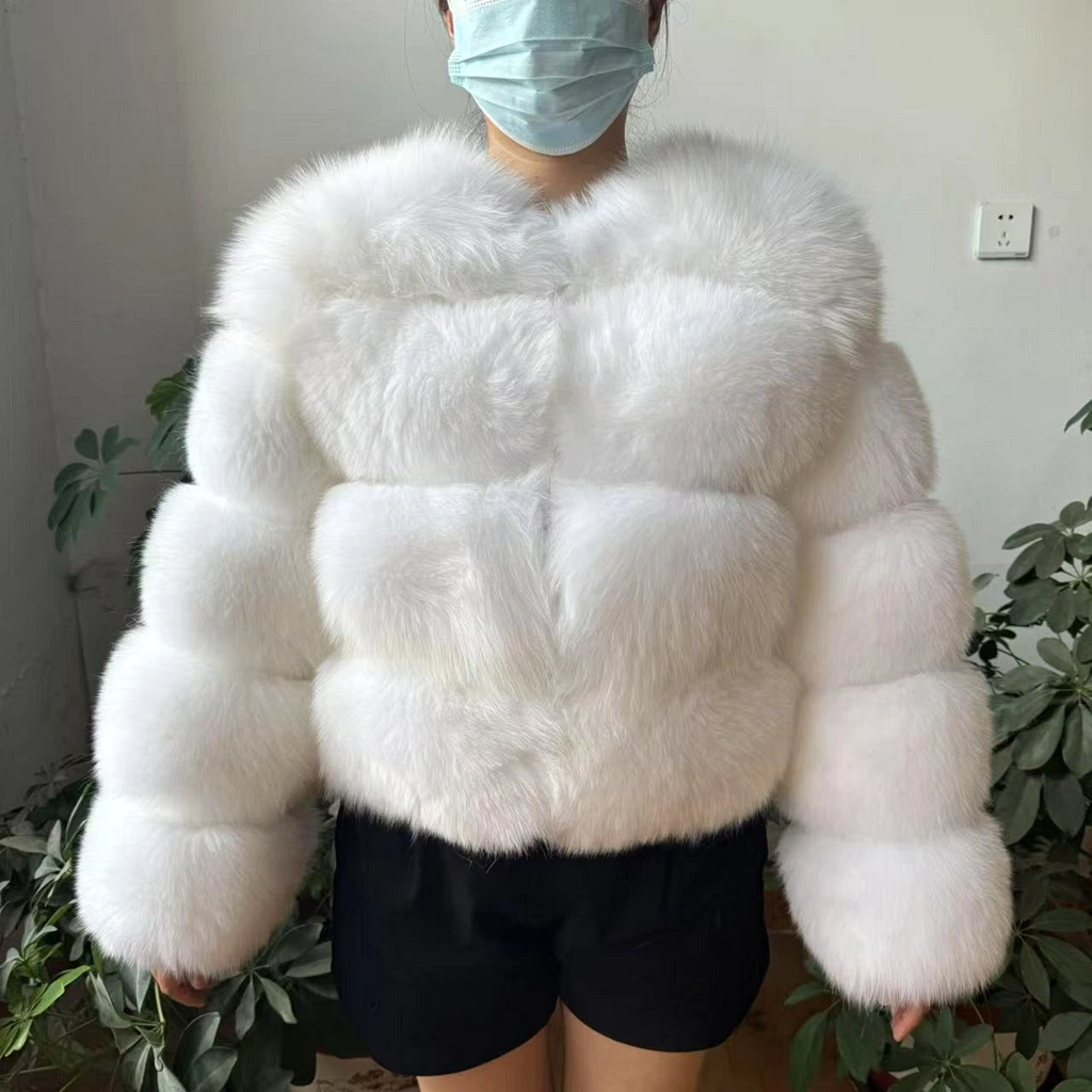 WEFURLENA Silver Fox Fur Coat Winter Jacket Women Natural Raccoon Fur Coat Street Warm Long Sleeve Natural Luxury Jackets