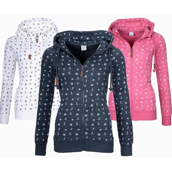 S-5XL 여성용 캐주얼 긴팔 집업 후드 스웨터, 프린트 느슨한 드로스트링, 주머니가 달린 후드 스웨터