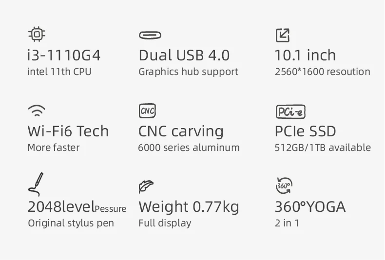 One-Notebook OneMix4 Platinum Mini Laptop - 10.1 Inch, Intel Core i3-i7, 16GB RAM, 1TB-2TB SSD, Windows 11 Description Image.This Product Can Be Found With The Tag Names Computer Office, Laptops, Pocket computer mini laptop